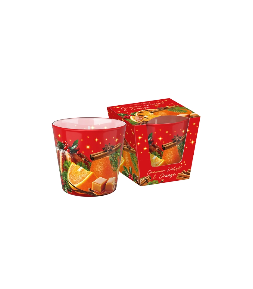ароматна свещ Cinnamon Delights, Bartek Cinnamon Delights, ароматна свещ с канела, свещ с ябълка и канела, свещ с портокал и канела, коледна ароматна свещ, зимна ароматна свещ, свещ 115 г, коледна свещ, ароматна свещ за подарък