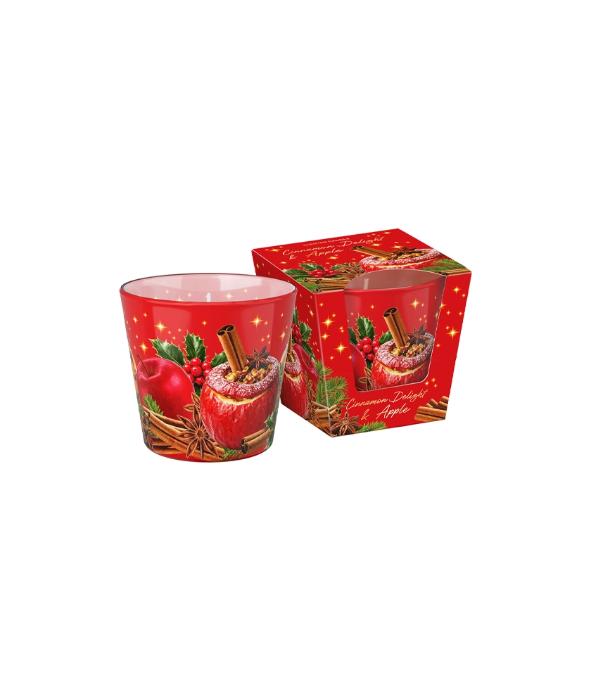 ароматна свещ Cinnamon Delights, Bartek Cinnamon Delights, ароматна свещ с канела, свещ с ябълка и канела, свещ с портокал и канела, коледна ароматна свещ, зимна ароматна свещ, свещ 115 г, коледна свещ, ароматна свещ за подарък