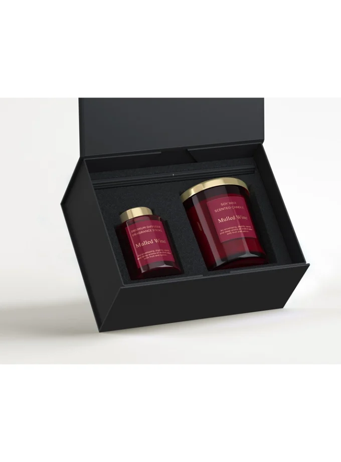 подаръчен комплект Mulled Wine, Bartek Mulled Wine, подаръчен комплект със свещ и дифузер, ароматна свещ и дифузер, комплект с аромат на греяно вино, коледен подаръчен комплект, зимен подаръчен комплект, свещ с канела и ванилия, дифузер Mulled Wine, подарък Bartek Candles
